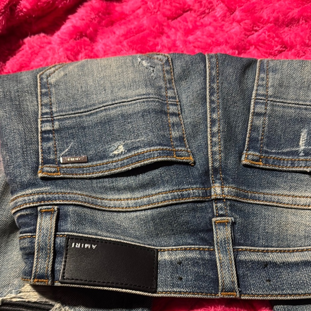 AMIRI Blue Distressed Slim Fit Jeans - Picture 5 of 5